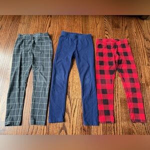 Set of 3 Cat & Jack Girls Leggings - Navy, Grey Plaid, Red Plaid - Size 4/5
